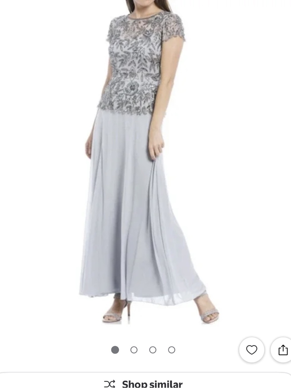 Pisarro Nights Beaded Mesh Chiffon Gown Ice Blue Size 4 NWT $258